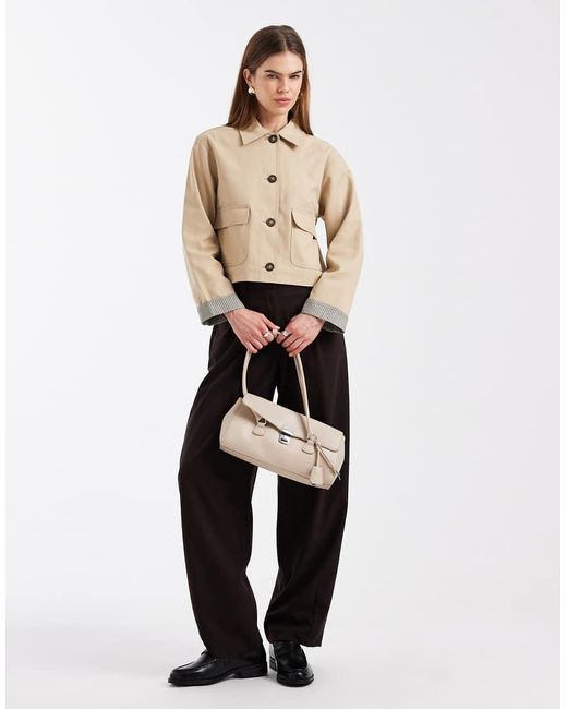 Mango White Teen Cotton Rich Cropped Trench Coat With Contrast Sleeve