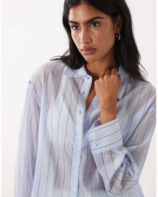 Mango White Sheer Long Sleeve Shirt