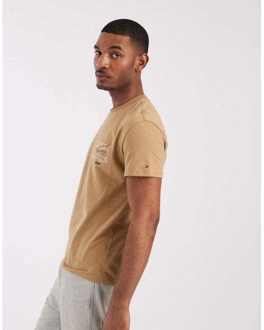 Tommy Hilfiger Brown Regular Flag Logo With Signature Detail T-shirt for men