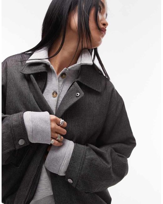 Chaqueta De Sastre Gris Carbón Estilo Bomber De (Parte De Un Conjunto) TOPSHOP de color Black