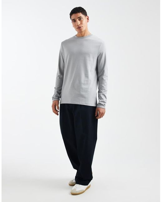 ASOS Gray Essentials Regular Fit Long Sleeve T-shirt for men
