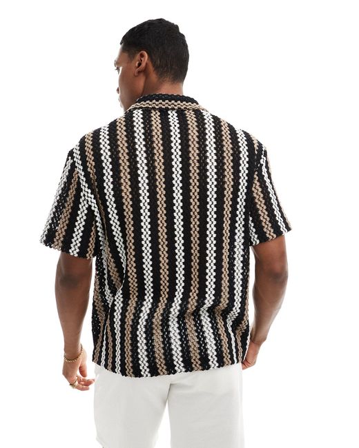 Bershka White Textured Stripe Shirt for men