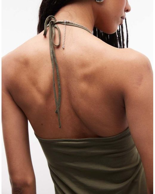 Weekday Green Halter Neck Mini Dress