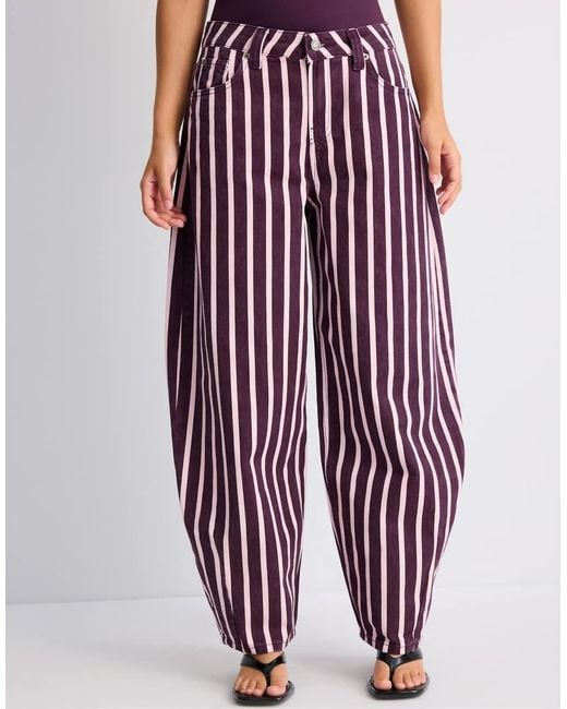 Stradivarius Purple Tall D80 Barrel Jeans