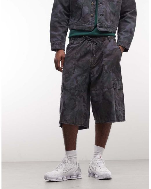 Weekday Blue Co-ord baggy Cargo Shorts for men