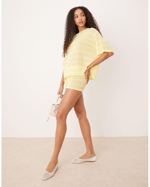 ASOS Gebreide Gestreepte Micro-Short in het Natural