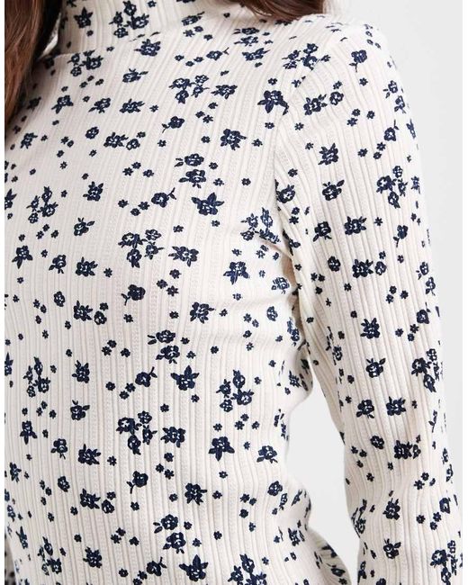 Miss Selfridge White Ribbed High Neck Top