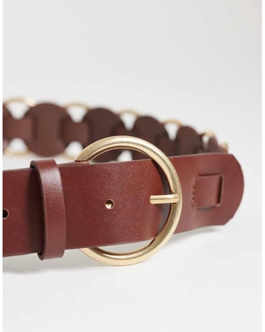 Mango Brown Gold Hoop Detail Belt