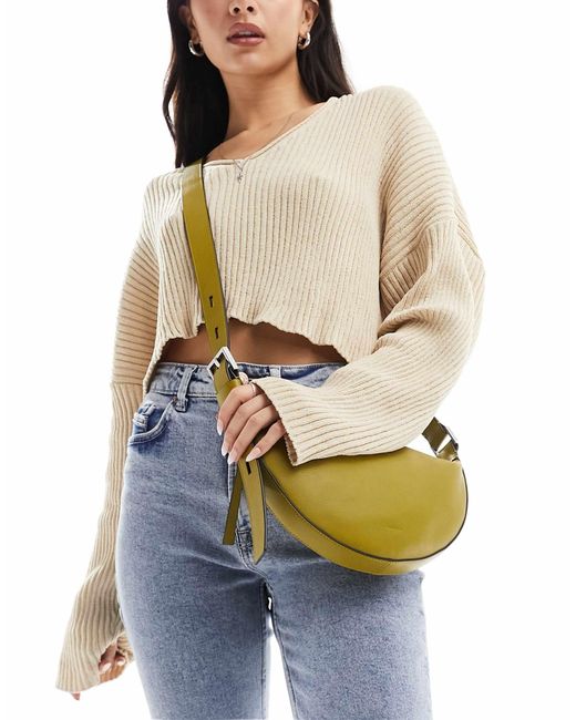 AllSaints Multicolor – halbmondförmige umhängetasche aus leder