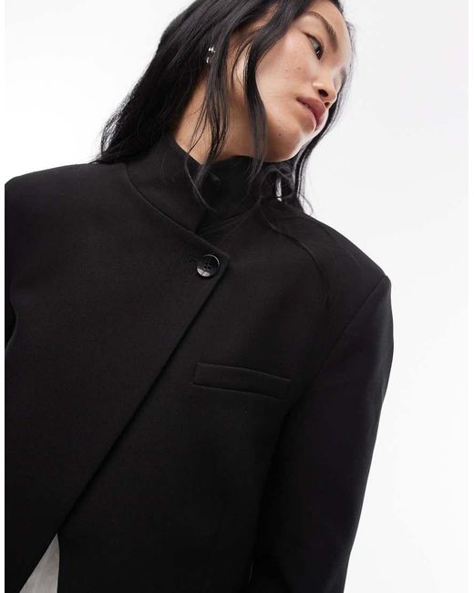 ASOS Blue Funnel Neck Wrap Blazer