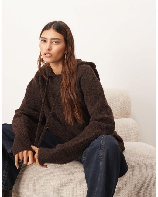 Sweat à capuche en bouclé - chocolat ARRANGE en coloris Brown