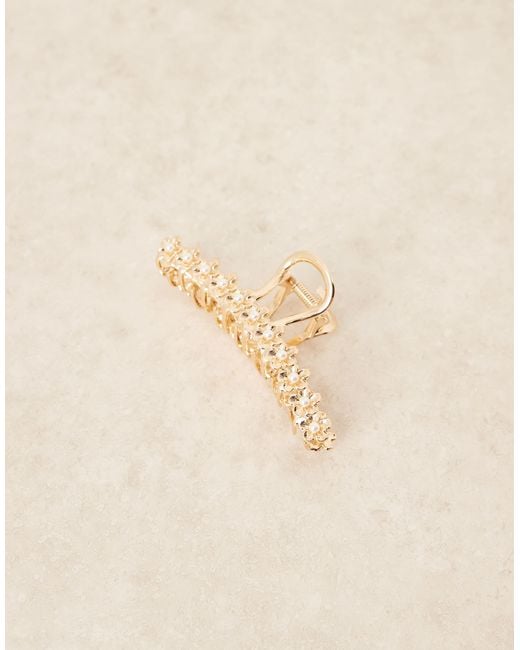 ASOS Black Metal Xl Hair Claw With Flower Design And Pearl Detail