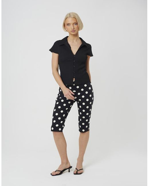 Brave Soul Black Textured Jersey Short Sleeve Button Down Top