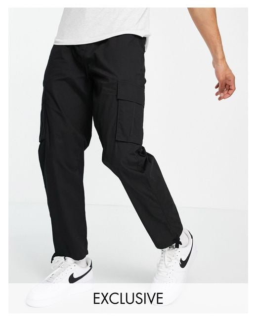 New Look Black Straight Fit Ripstop Cargos for men