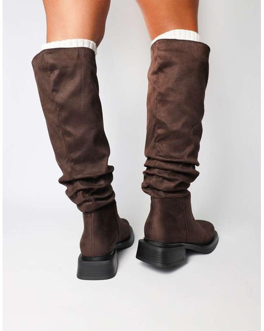SIMMI Brown Amrose Ruched Heeled Boots