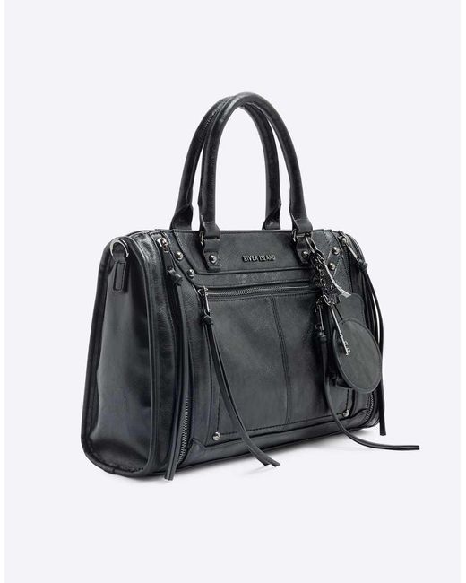 River Island Black Bashed Medium Tote Bag