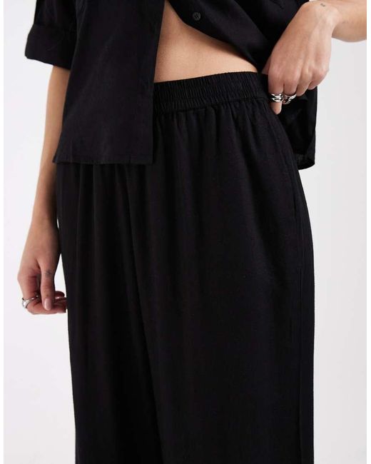 Aware Black Linen Blend High Waist Wide Leg Trouser Co-ord