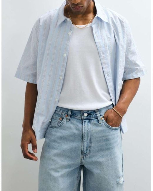 Levi's Blue 469 Loose Fit Denim Shorts With Rips for men