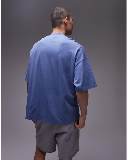 Camiseta ultragrande Topman de hombre de color Blue