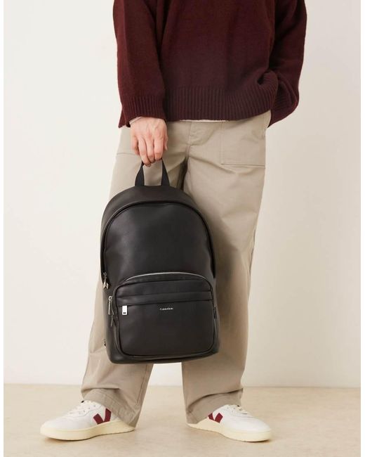 Calvin Klein Brown Round Backpack With Front Pocket for men