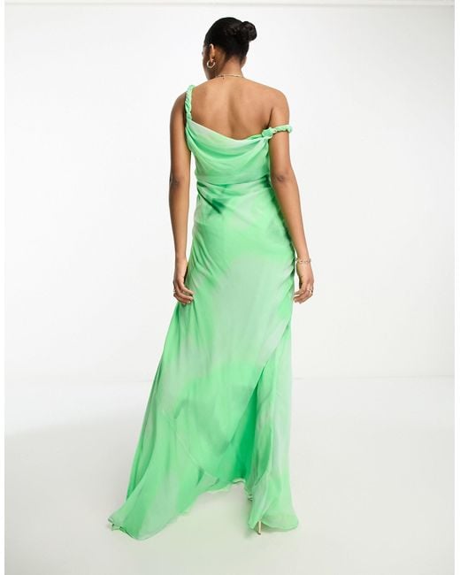 Off shoulder green maxi cheap dress