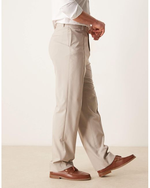ASOS Pink Smart High Waist Straight Leg Pants With Pintucks for men