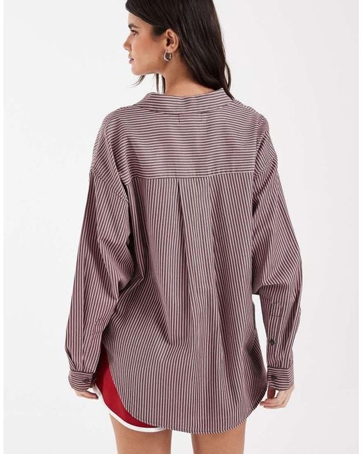 Pieces Red Oversized Long Sleeve Shirt