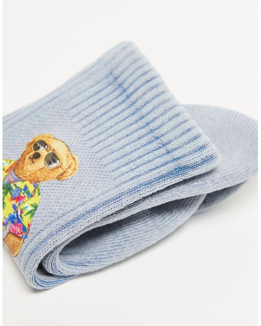 Polo Ralph Lauren Blue Socks With Bear Logo for men