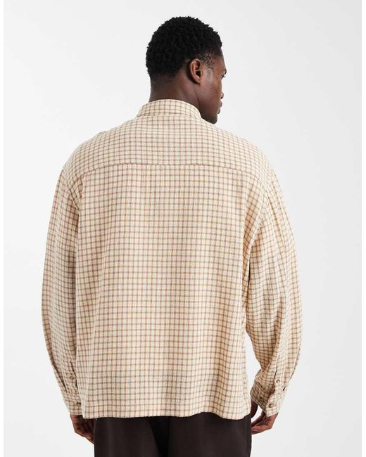 ASOS Natural Oversized Check Shirt for men