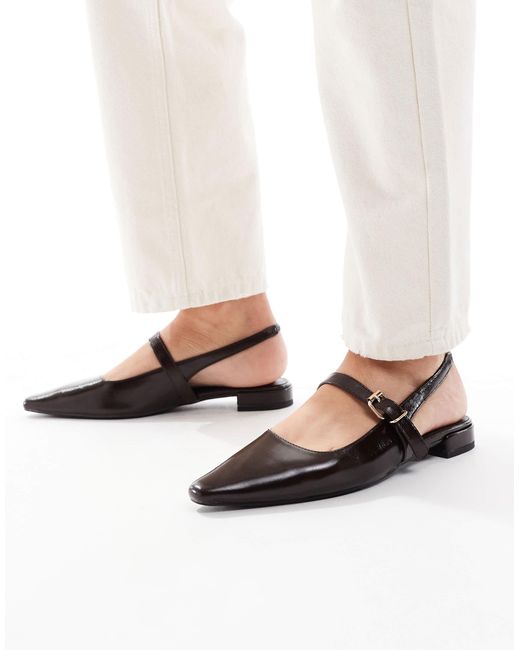 London Rebel Natural Luna Sling Back Pointed Toe Flats