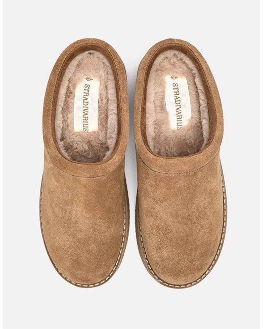 Stradivarius Brown – flache lederclogs