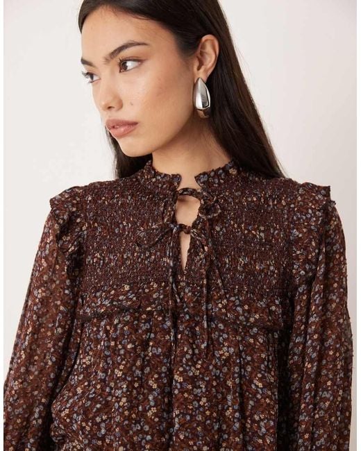 Nobody's Child Brown Joan Shirred Blouse