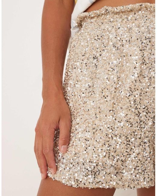 Never Fully Dressed Natural Petite Sequin Shorts