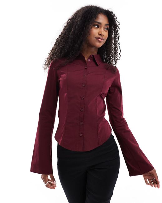 Bershka Red – figurbetonte hemdbluse