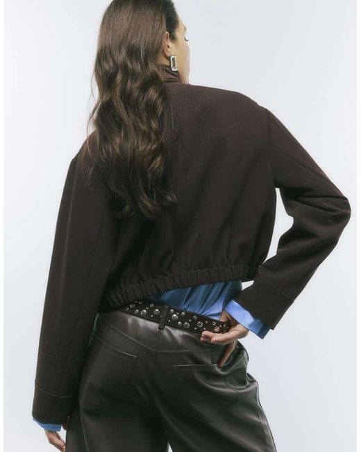 River Island Blue Long Sleeve Front Pocket Bomber Jacket