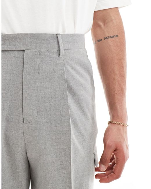 ASOS Gray Wide Leg Smart Co-ord Cargo Trouser for men