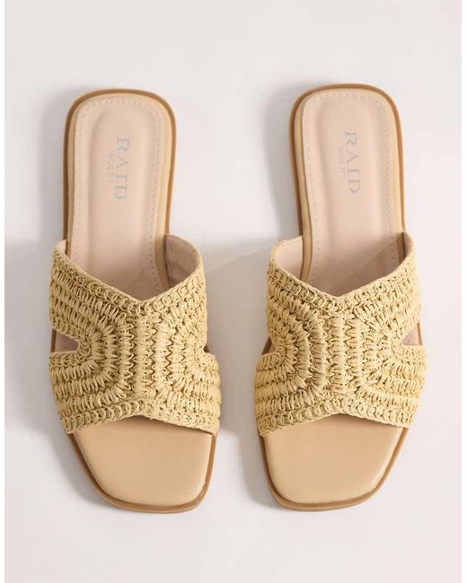 Raid Wide Fit Natural Coraline Flat Slide Sandals