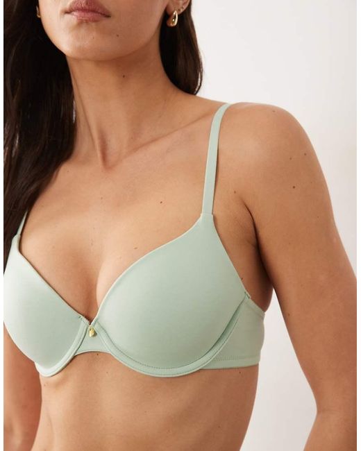 ASOS Green Moulded T-Shirt Bra With Charm Detail