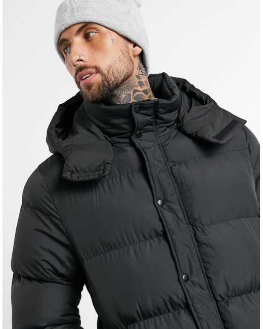 ASOS Puffer Jacket With Detachable Hood in Black for Men Lyst UK