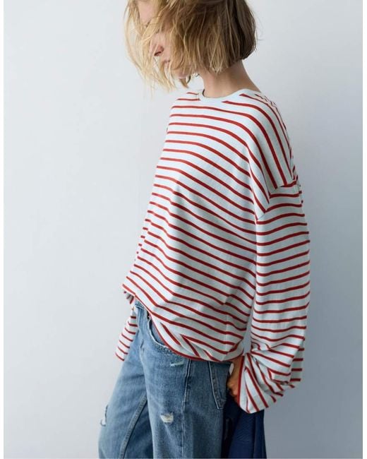 Pull&Bear Multicolor Striped Long Sleeve T-shirt