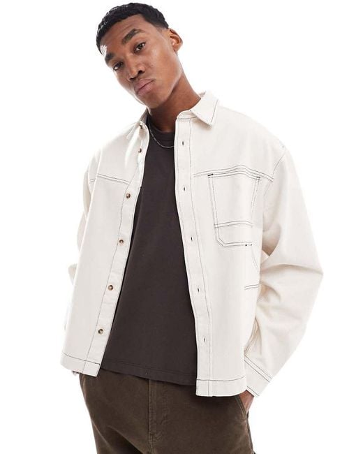 ASOS White Boxy Oversized Denim Shirt for men