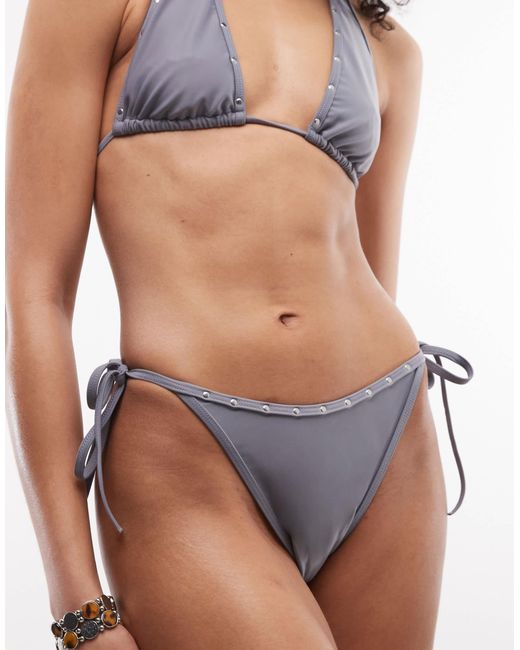 Collusion Gray Stud Trim Bikini Bottom