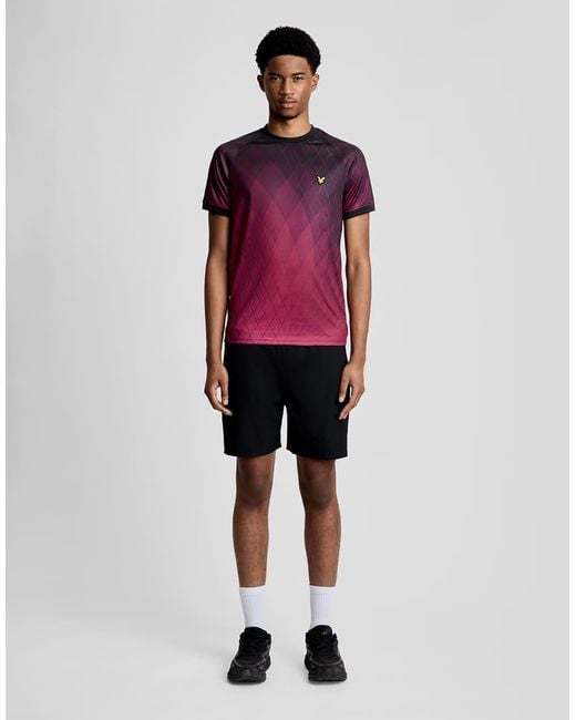 Lyle & Scott Purple Ss T-Shirts Geometric Printed Padel T-Shirt for men