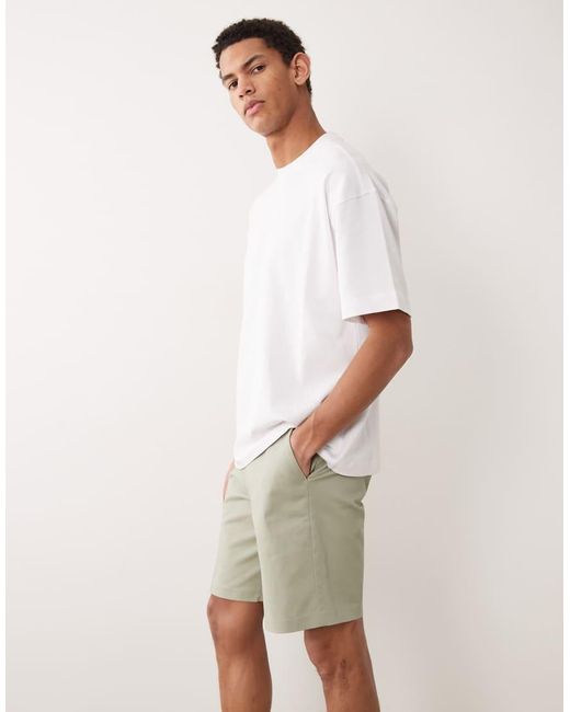 ASOS Natural Tailored Cotton Rich Regular Chino Shorts for men
