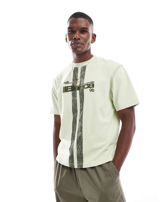 T-shirt décontracté coupe carrée en tissu épais 220 g/m2 avec broderie texte - délavé ASOS pour homme en coloris White