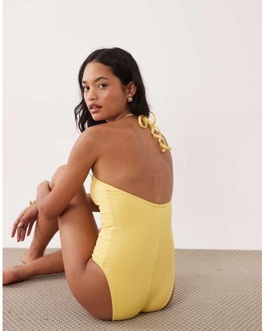 GOOD AMERICAN Yellow Matte Leilani One Piece Swimsuit