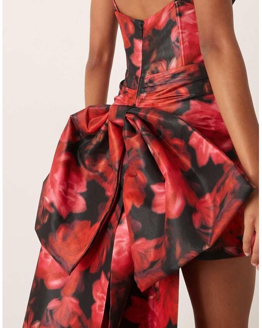 For Love & Lemons Red Sleeveless Wrap Skirt Bow Back Mini Dress