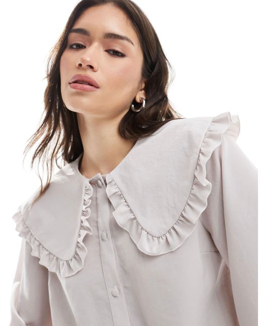 Chemise à col douce au toucher ASOS en coloris Gray