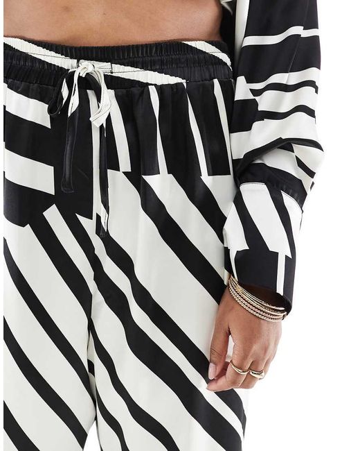 4th & Reckless Black Satin Wide Leg Trousers Co-Ord