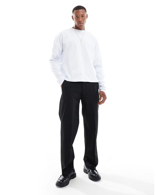 ASOS – schweres, langärmliges oversize-t-shirt in White für Herren